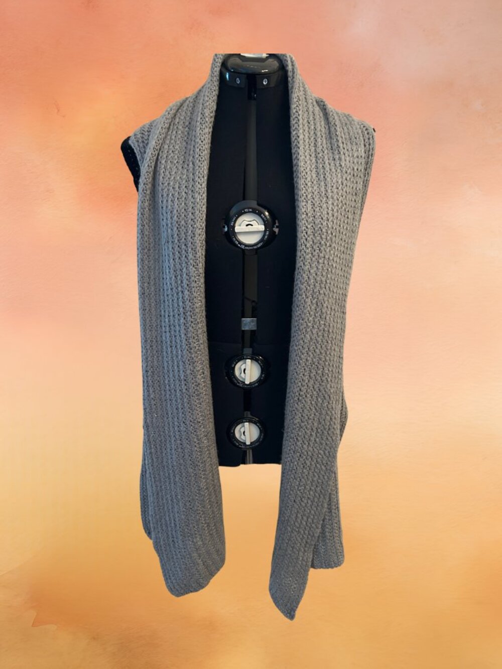 Silver Jeans Chunky Knit Sweater Vest Gray/Black Size L